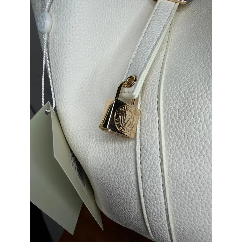 Valentino Orlandi Milano NWT White Pebbled Faux Leather Tote Handbag w/ Pouch
